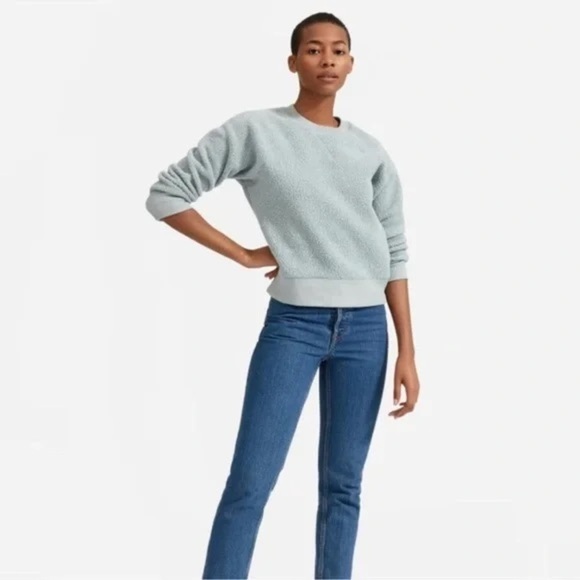 Everlane • Renew Raglan Long Sleeve Fleece Sweatshirt Pale Sage - Picture 7 of 7